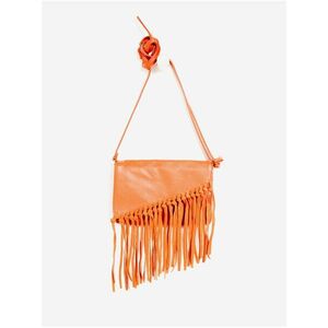 Oranžová koženková crossbody kabelka so strapcami CAMAIEU vyobraziť