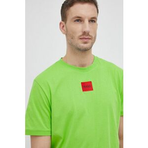 Bavlnené tričko Hugo zelená farba, s nášivkou vyobraziť