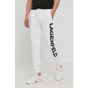 Nohavice Karl Lagerfeld pánske, biela farba, s potlačou vyobraziť