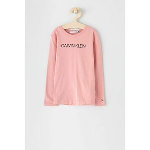 Detské tričko s dlhým rukávom Calvin Klein Jeans ružová farba vyobraziť