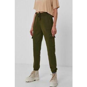 Nohavice Tommy Jeans dámske, zelená farba, jednofarebné vyobraziť