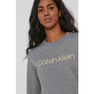 Bavlnená mikina Calvin Klein dámska, šedá farba, s nášivkou vyobraziť