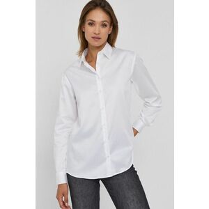 Bavlnená košeľa Guess dámska, biela farba, regular, s klasickým golierom vyobraziť