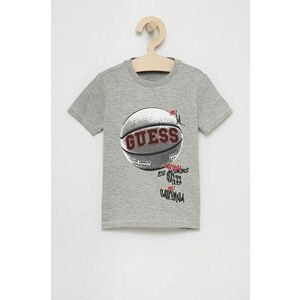 Detské tričko Guess šedá farba, s potlačou vyobraziť