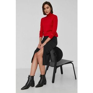 Vlnený sveter Calvin Klein dámsky, červená farba, ľahký, s rolákom vyobraziť