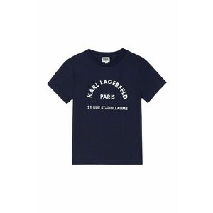 Detské bavlnené tričko Karl Lagerfeld tmavomodrá farba, s potlačou vyobraziť