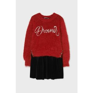 Dievčenské šaty a sveter Mayoral červená farba, mini, áčkový strih vyobraziť