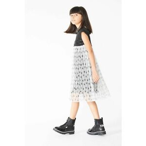 Dievčenské šaty Karl Lagerfeld čierna farba, mini, áčkový strih vyobraziť