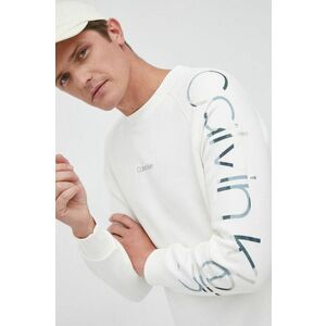 Mikina Calvin Klein pánska, biela farba, s potlačou vyobraziť