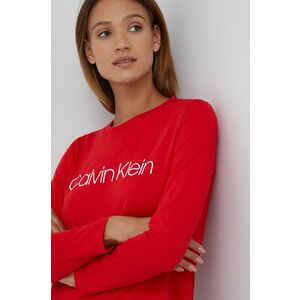 Bavlnené tričko s dlhým rukávom Calvin Klein červená farba vyobraziť