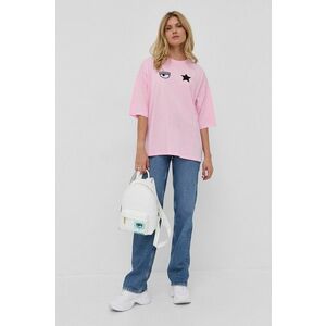 Bavlnené tričko Chiara Ferragni ružová farba vyobraziť