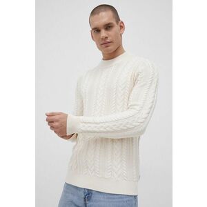 Bavlnený sveter Premium by Jack&Jones pánsky, krémová farba vyobraziť