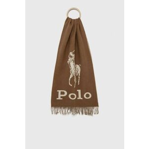 Vlnený šál Polo Ralph Lauren hnedá farba, jednofarebný vyobraziť