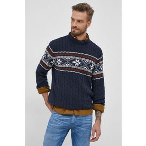 Bavlnený sveter Selected Homme pánsky, tmavomodrá farba vyobraziť