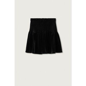 Dievčenská sukňa Mango Kids Velvetf čierna farba, mini, áčkový strih vyobraziť