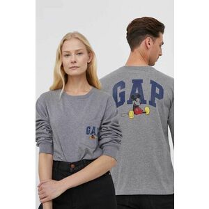 Bavlnené tričko s dlhým rukávom GAP x Disney šedá farba, melanžové vyobraziť