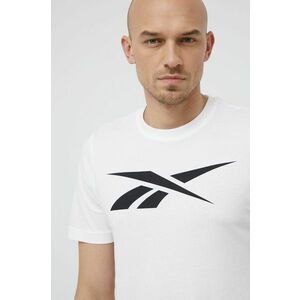 Bavlnené tričko Reebok HD3997 biela farba, jednofarebné vyobraziť