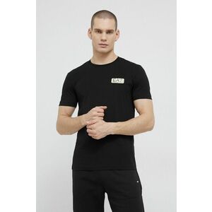 Bavlnené tričko EA7 Emporio Armani čierna farba, s nášivkou vyobraziť