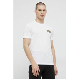 Bavlnené tričko EA7 Emporio Armani biela farba, s nášivkou vyobraziť