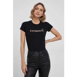 Tričko Armani Exchange dámske, čierna farba vyobraziť