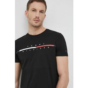 Bavlnené tričko Tommy Hilfiger čierna farba, s potlačou vyobraziť