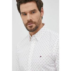 Bavlnená košeľa Tommy Hilfiger pánska, biela farba, slim, s golierom button-down vyobraziť