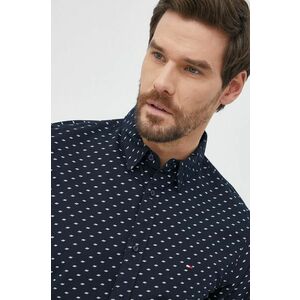 Bavlnená košeľa Tommy Hilfiger pánska, tmavomodrá farba, slim, s golierom button-down vyobraziť