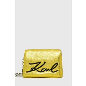 Kožená kabelka Karl Lagerfeld žltá farba vyobraziť