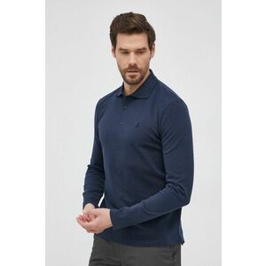 Bavlnené tričko s dlhým rukávom Marc O'Polo tmavomodrá farba, jednofarebné vyobraziť
