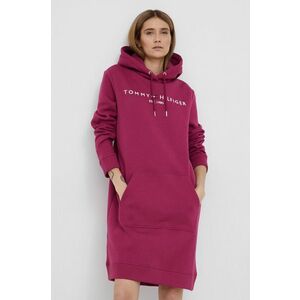 Šaty Tommy Hilfiger fialová farba, mini, rovné vyobraziť