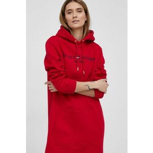 Šaty Tommy Hilfiger červená farba, mini, rovné vyobraziť