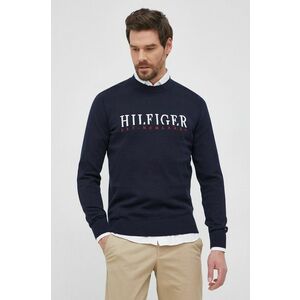 Bavlnený sveter Tommy Hilfiger pánsky, tmavomodrá farba, ľahký vyobraziť