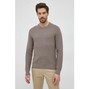 Bavlnený sveter Tommy Hilfiger pánsky, hnedá farba, ľahký vyobraziť