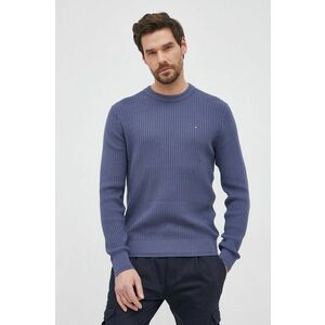 Bavlnený sveter Tommy Hilfiger pánsky, fialová farba, ľahký vyobraziť
