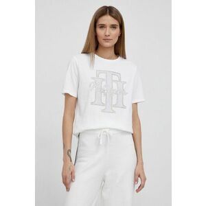 Bavlnené tričko Tommy Hilfiger biela farba vyobraziť