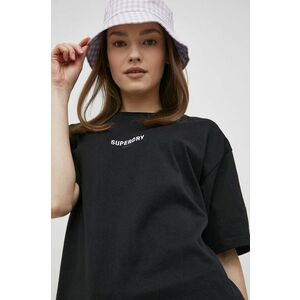 Bavlnené tričko Superdry čierna farba vyobraziť