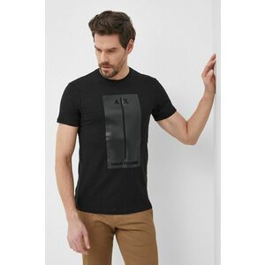 Bavlnené tričko Armani Exchange čierna farba, s potlačou vyobraziť