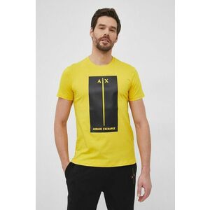 Bavlnené tričko Armani Exchange žltá farba, s potlačou vyobraziť
