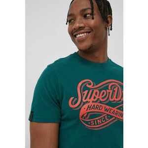 Bavlnené tričko Superdry zelená farba, s potlačou vyobraziť