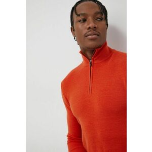 Vlnený sveter Superdry pánsky, oranžová farba, ľahký, s polorolákom vyobraziť