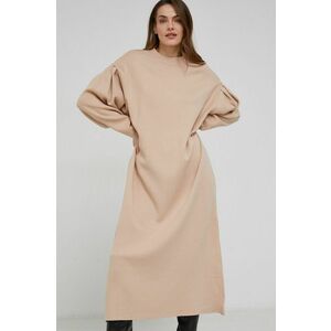 Šaty Answear Lab béžová farba, midi, oversize vyobraziť