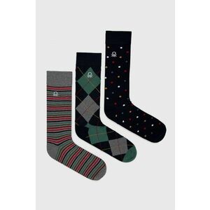 Ponožky United Colors of Benetton (3-pack) pánske, tmavomodrá farba vyobraziť