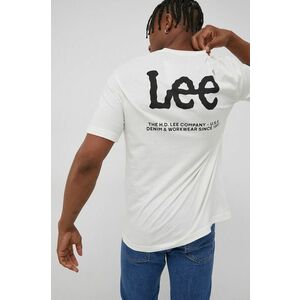 Bavlnené tričko Lee krémová farba, s potlačou vyobraziť