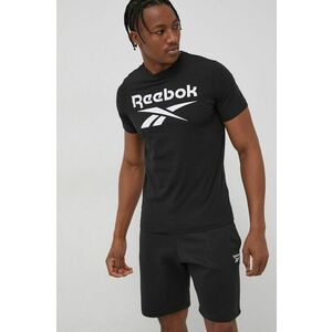 Bavlnené tričko Reebok HD4222 HD4222-BLACK, čierna farba, s potlačou vyobraziť