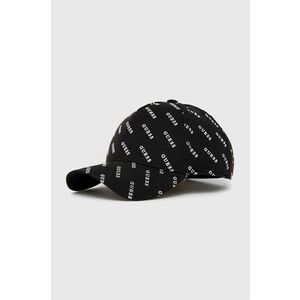 Bavlnená čiapka Guess čierna farba, vzorovaná vyobraziť