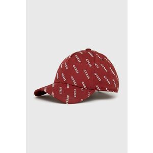 Bavlnená čiapka Guess červená farba, vzorovaná vyobraziť
