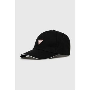 Bavlnená čiapka Guess čierna farba, jednofarebná vyobraziť