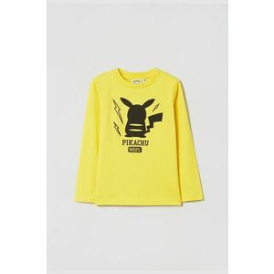 Detská bavlnená košeľa s dlhým rukávom OVS žltá farba, s potlačou vyobraziť