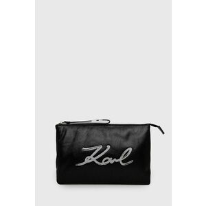 Kožená kozmetická taška Karl Lagerfeld čierna farba vyobraziť