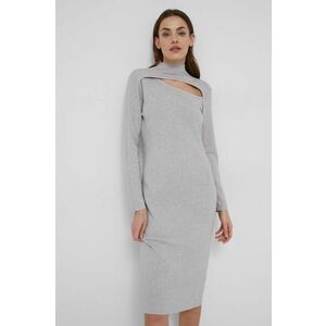 Vlnené šaty Answear Lab šedá farba, mini, priliehavé vyobraziť